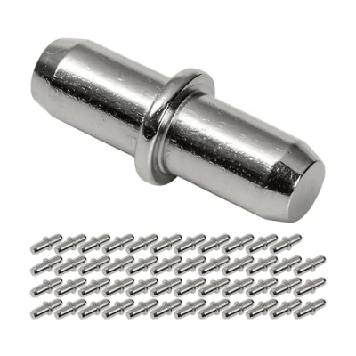Image of Shelf Support D5, 48 Pack, Brackets for Diameter 5 mm Holes, Made of Transparent Plastic with Steel Pin, Holder, Supports Furniture, Clear Pins