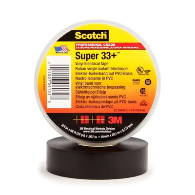 Image of Scotch Vinyl Electrical Tape Super 33+, Black, 19 mm x 20 m