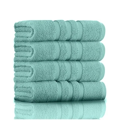 Image of GC GAVENO CAVAILIA Luxury Pack of 4 Hand Towel Super Absorbent 100% Egyptian Cotton Soft &amp; Cosy Towels Set, Zero Twist, Duck Egg