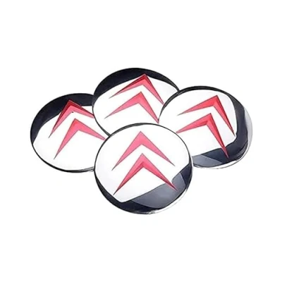 Image of SANSHAOS Car Center Hub Caps Sticker Wheel Centre Badge Logo Cap Trims for Citroen C1 C2 C3 C4 C6 C8 56mm, Set of 4,Silver Red