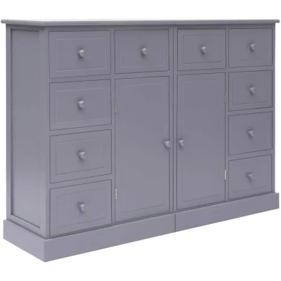 Image of vidaXL Sideboard with 10 Drawers Grey 113x30x79 cm Wood