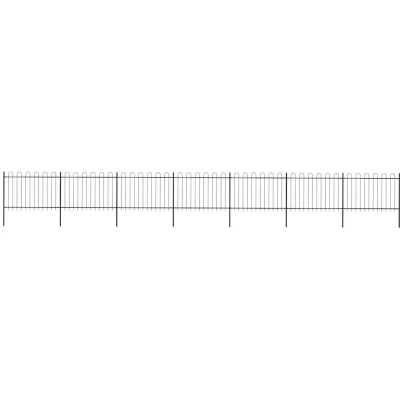Image of vidaXL Garden Fence with Hoop Top Steel 11.9x1.2 m Black
