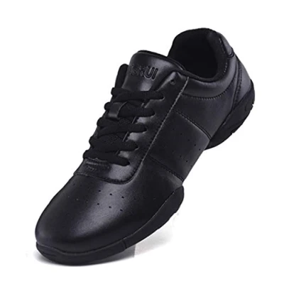 Image of Lnafan Women’s Girls’ Lace Up Gym Sport Aerobics Cheerleading Dance Shoes Training Sneakers, Black, Medium