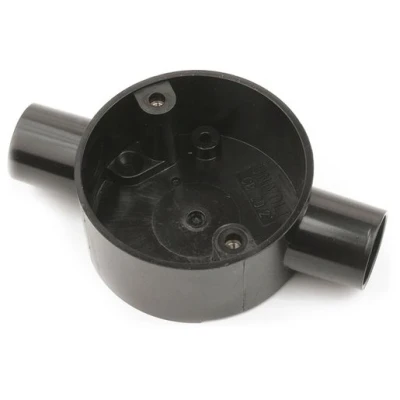 Image of Univolt Rigid Conduit And Accessories 3 Way Box Tee Black 20mm Cb20/3Bk