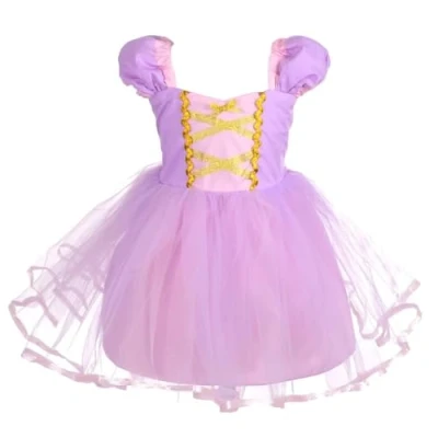 Image of Lito Angels Princess Rapunzel Fancy Dress Up Costume for Girls Kids Birthday Party Tulle Skirt Age 6 7 Years 109