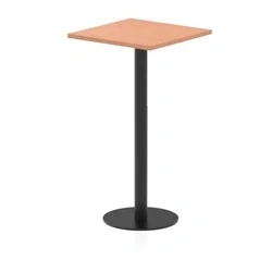 Image of Italia 600mm Poseur Square Table Beech Top 1145mm High Black Leg