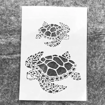 Image of Stencil for Painting,A4 29cm Two Sea Turtle Reusable Art Craft Stencils Wood,Wall,Fabric,Rock,Chalkboard,Signage,Art Projects Card Making