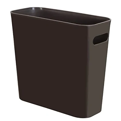 Image of Youngever 5.5L Slim Trash Can, Re usable Plastic Garbage Container Bin, Small Bin with Handles for Home Office, Living Room, Study Kitchen, Bathroom (Brown)