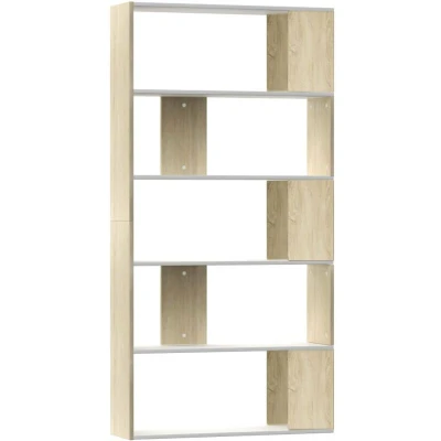 Image of vidaXL Book Cabinet/Room Divider White and Sonoma Oak 80x24x159 cm Engineered Wood