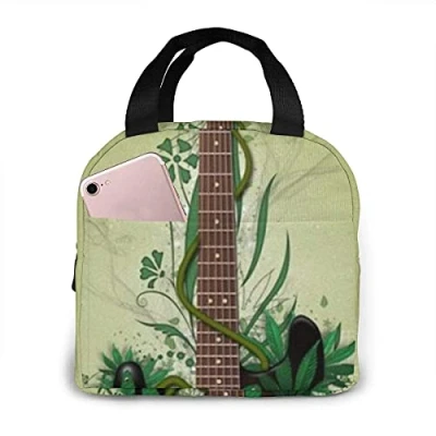 Image of LOUJIN Lunch Bag Guitar Tote Boxes Reusable Insulated Cooler Water Resistant Thermal Meal Snack