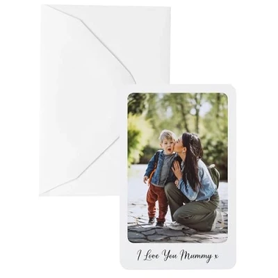 Image of Personalised Sentimental Keepsake Photo Message White Metal Wallet Card Mother&#039;s Day Birthday Gift (Organza Bag)