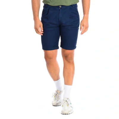 Image of La Martina Mens Bermuda shorts with straight cut hem TMB004 TL121 Blue Linen Size 34 (Waist)
