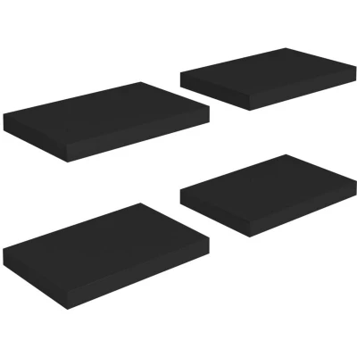 Image of vidaXL Floating Wall Shelves 4 pcs Black 40x23x3.8 cm MDF