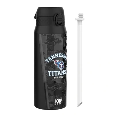 Image of Ion8 NFL Titans Sports Thermal water Bottle with Removable Straw, 750ml/24oz, Leak proof Vacuum Insulated Drinking Bottle, Easy to Open, Secure Lock, Dishwasher Safe, Flip Cover, Metal
