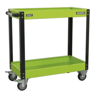 Image of Sealey Workshop Trolley 2 Level Heavy Duty Hi Vis Green
