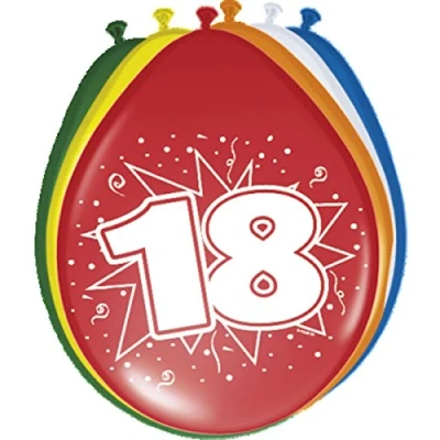Image of Folat 08218 18th Birthday Balloons 30cm 8 pieces, Multi Colors, 18
