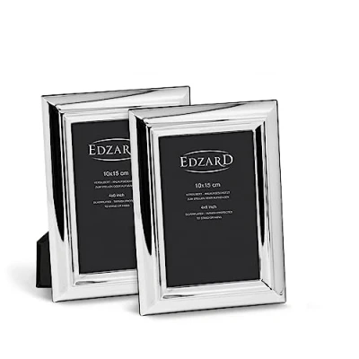 Image of Edzard Photo Frame Florence, 4x6 inch (10x15 cm), Silver Plated Picture Frame, Tarnish Protected, Set of 2