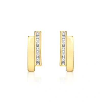 Image of Carissima Gold Women&#039;s 9 ct (375) Yellow Cubic Zirconia Double Bar Stud Earrings