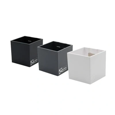 Image of KalaMitica Set of 3 Magnetic Cubes 6.5 cm White, Gunmetal, Black Storage Boxes or Pot Holders with Powerful Magnet for Wall Boards