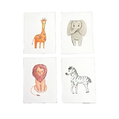Image of Melody Jane Dolls House Animal Safari Picture Posters Miniature Nursery Accessory 1:12 Scale