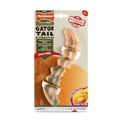 Image of Nylabone Extreme Power Chew Gator Tail Alternative Dog Toy, Chicken Flavour, Large/Giant for Dogs up to 23kg
