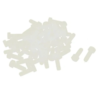 Image of sourcing map M5 x 15mm Full Thread 0.8mm Pitch Nylon Hex Head Cap Screw Bolt 50 Pcs