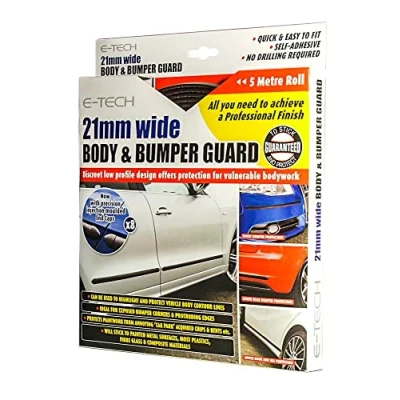 Image of E TECH 21mm Wide Car Body and Bumper Guard Black 5 Meter Roll With End Caps
