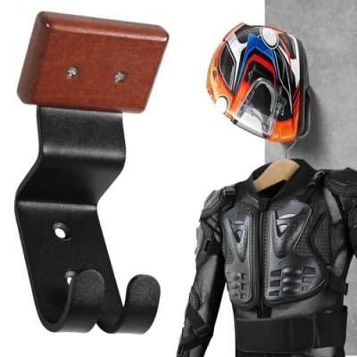 Image of motofans Motorcycle Helmet Mount Rack with Hook for Hanging and Jacket