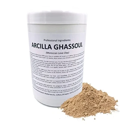 Image of Snadi Ghassoul Clay 1 kg Moroccan Lava Stone Powder For Skin and Hair Care Exfoliating Softening Rejuvenates, Soothes, Softens the