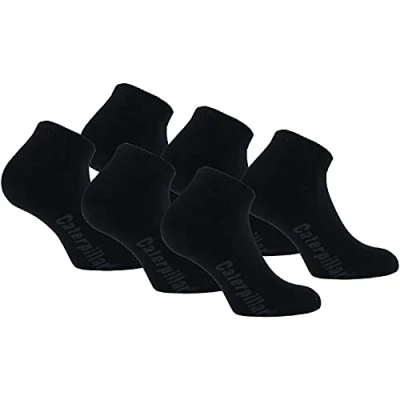 Image of Caterpillar Sport Sneakers 6 Pairs Ankle Height Socks, Comfort Top, Cotton, Half Cushioned (Black, 9)