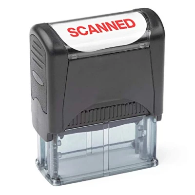 Image of Self Inking Rubber Stamp, Refillable Red Ink Preinstalled (9/16&quot; x 1 1/2&quot;) (Scanned)
