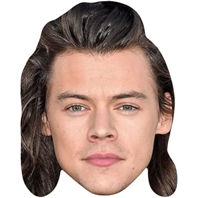 Image of Harry E. Styles (Long Hair) Celebrity Mask, Flat Card Face, Fancy Dress Mask
