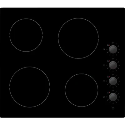 Image of Statesman CHZ460D 4 Zone Ceramic Hob Cooktop, Side Dial Control, 6000W, 60cm, 9 Stage Power Settings, Programmable Timer, Easy Clean Black Scott Glass, Child Lock,