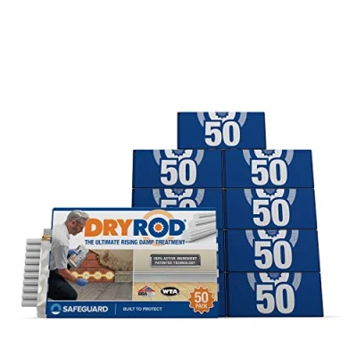 Image of Dryrod Damp Proofing Rods (50 Pack x 10) BBA Approved Rising Treatment, Stronger Than DPC Injection Creams. Coverage 60m