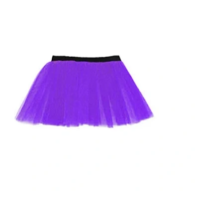 Image of Gizelle Fancy Dress Ladies Neon Tutu Skirt 80s Two Layers Party Outfit Hen Running Costume 1980s (Purple)