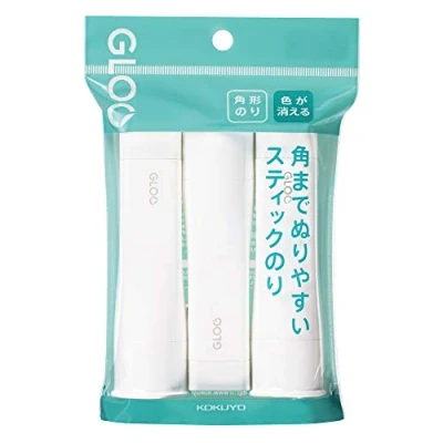Image of Kokuyo Gloo Square Glue Stick, Color Disappearable, Medium Size, Pack of 3, Japan Import (TA G312 3P)
