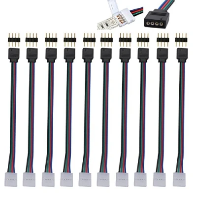 Image of WOWLED 10 x RGB 5050 3528 LED Strip Lights Connectors, 4 Pin 10mm Male Female PCB Connector Cable for Strips Light Accessories Adapter TV Backlights Cupboard