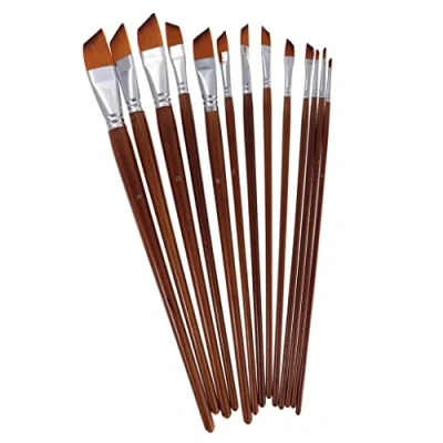 Image of sharprepublic 13pcs Artist Paint Brush Brushes Set Small/Large Thin/Thick Professional Quality Angle Shader
