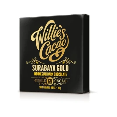 Image of Willie&#039;s cacao 69% Surabaya dark chocolate bar 50g x 12 Caramel notes Single estate Indonesian Vegan Artisan Bean to
