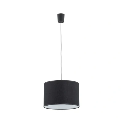 Image of Rondo 30cm Cylindrical Pendant Ceiling Light Black 1xE27
