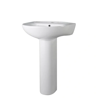 Image of Round Ceramic 1 Tap Hole Basin &amp; Full Pedestal 550mm