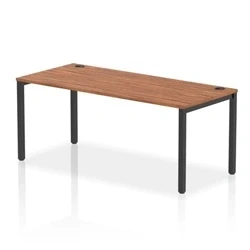 Image of Impulse Bench Single Row 1800 Black Frame Office Desk Walnut