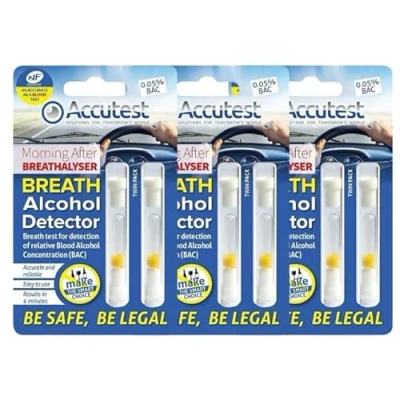 Image of Accutest Disposable Breathalyser 6 Tests EU France Certified, Quick Alcohol Tester Kits UK &amp; Breathalysers