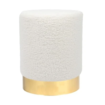Image of Harbour Housewares 1x Cream H36 x D29cm Round Boucle Footstool Small Bedroom Living Room Dressing Table Ottoman Pouffe Chair Seat