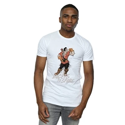 Image of Disney Men&#039;s Beauty and The Beast Gaston Biceps to Spare T Shirt White Large