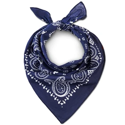 Image of LOVARZI Blue Cotton Bandanas for Men Bandana Headband &amp; Women Navy Paisley Large Scarf Hair Pirate Head Ladies