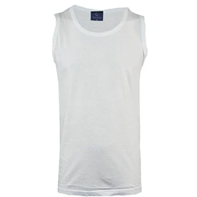 Image of Mens Sleeveless Vests Cotton Gym Shirt Vest Basic Training Running Big M 5XL (XXXXXL, White)