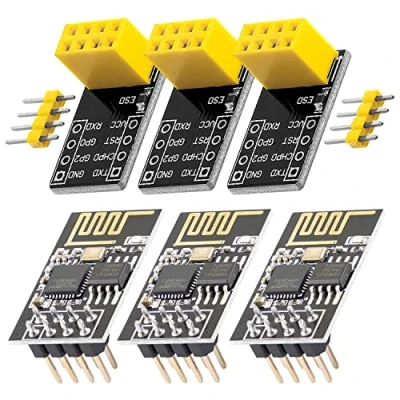 Image of AZDelivery 3 x ESP8266 01S Serial Wireless WLAN WiFi Transceiver Module with ESP 01 Breakout Breadboard Adapter compatible Arduino Including E Book!