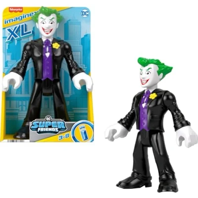 Image of Fisher Price Imaginext DC Super Friends Preschool Toy The Joker XL 10 Inch Poseable Figure for Pretend Play Ages 3+ Years