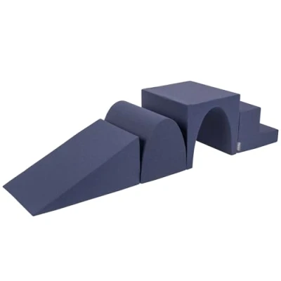 Image of KiddyMoon Foam Playground Set Wedge L/Hill/Tunnel/Steps PPZ 244, Navy Blue,Multi Size